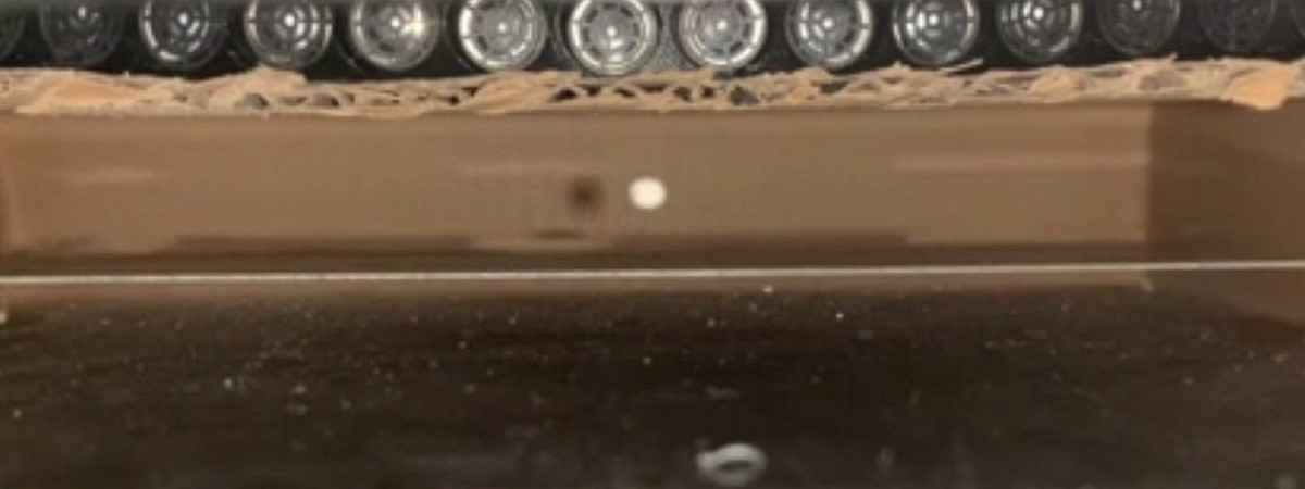 Acoustic fields used to levitate polystyrene ball