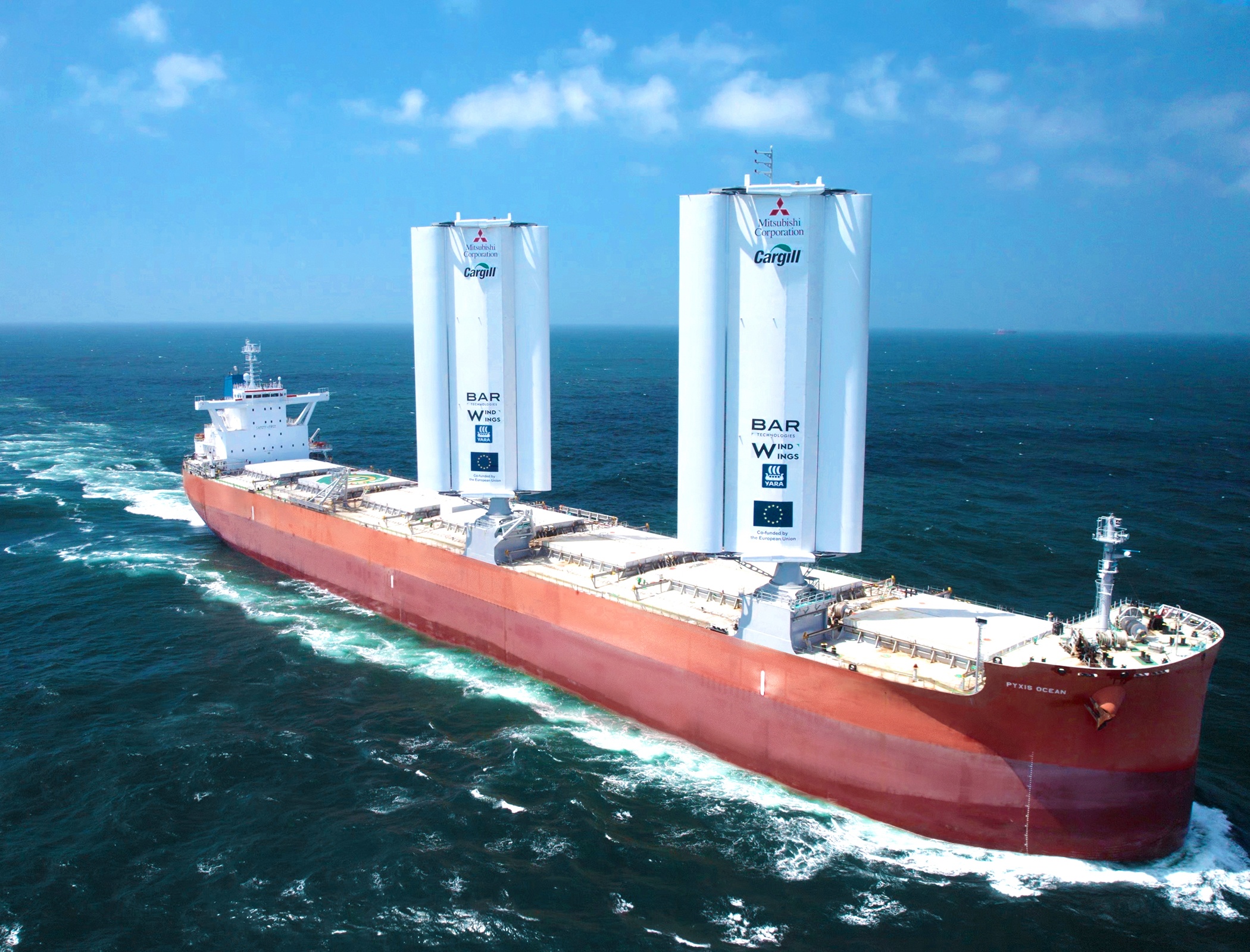 Cargo ship fitted with massive sails in bid to cut emissions