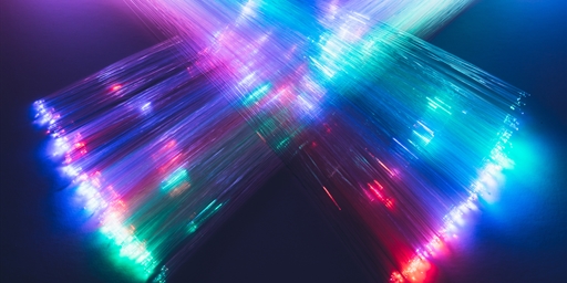 Neon coloured fibre optics in an X shape