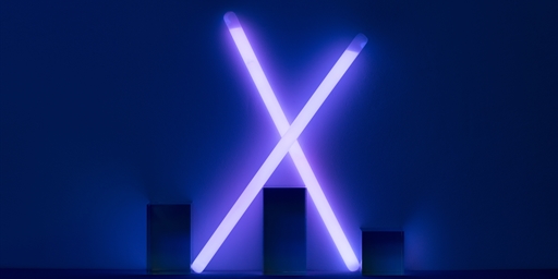 Purple neon lights in an x shape