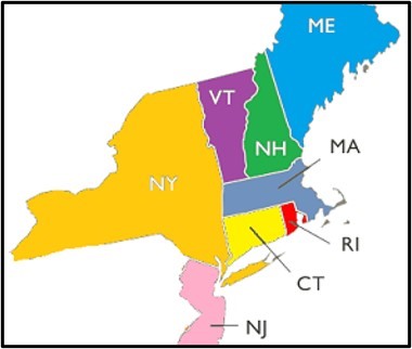  A map of the New England states