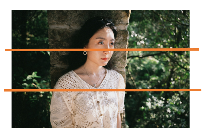 Image of a woman with guidelines highlighting the subject focus