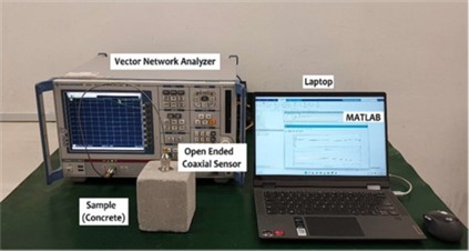 Microwave test equipment on a table