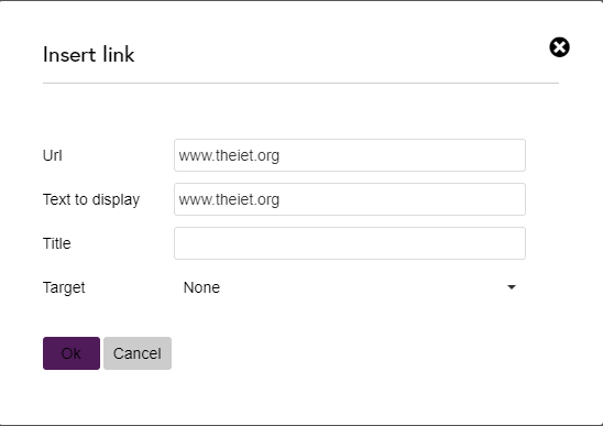  Screen shot showing how to insert a link