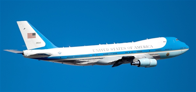 A passenger jet airplane, in flight