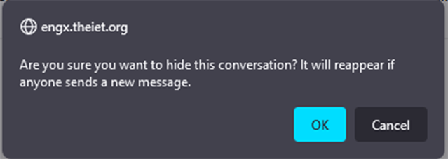 Confirm you want to hide a conversation