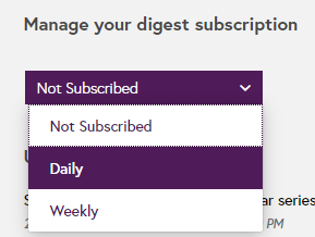 Manage your digest subscription screen shot