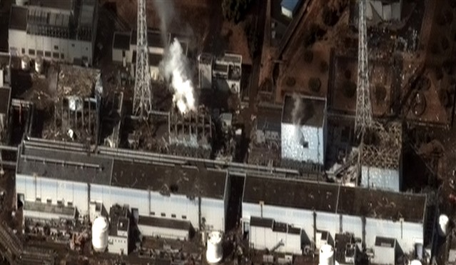 Fuskushima nuclear power plant photographed from the air