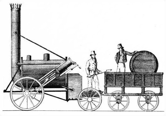Drawing of an old fashioned locomotive