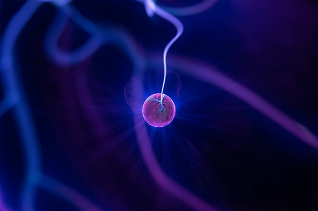 Abstract image of lightning striking a sphere