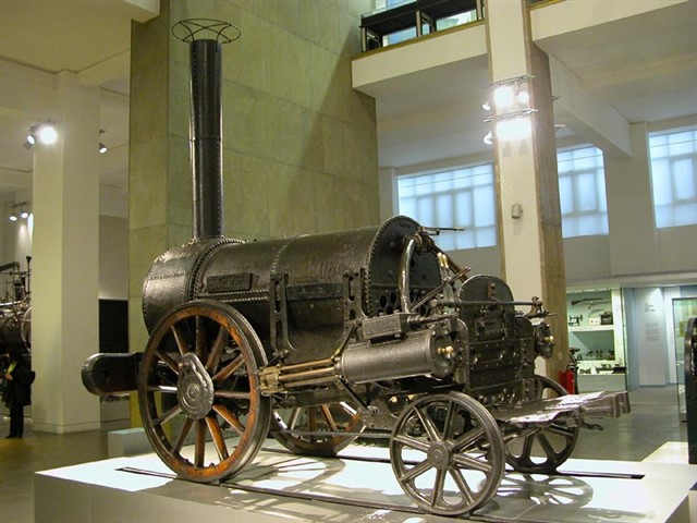 Old fashioned steam locomotive in a museum